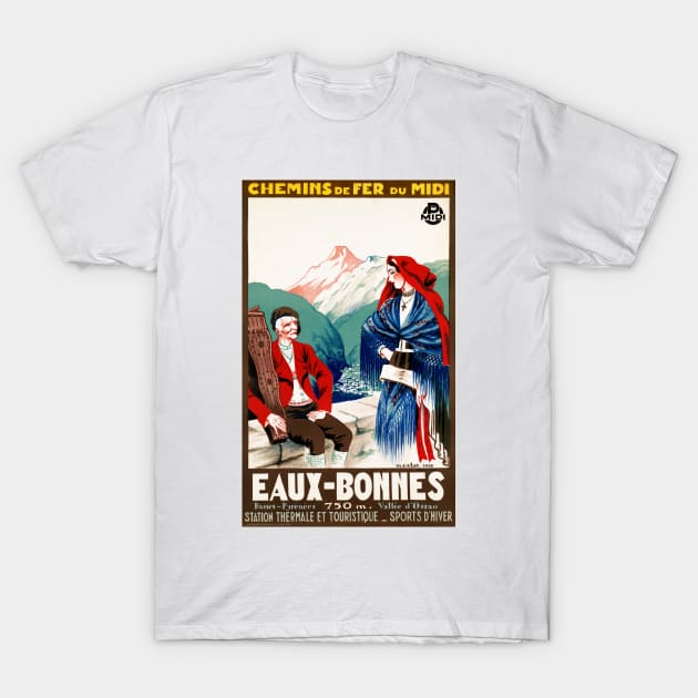 Vintage Travel Poster France Eaux Bonnes T-Shirt by vintagetreasure